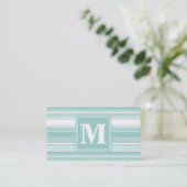 Carte De Visite Bandes vertes de menthe monogramme (Debout devant)