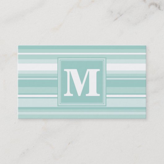 Carte De Visite Bandes vertes de menthe monogramme (Devant)