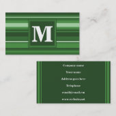 Carte De Visite Bandes vertes monogrammes (Devant / Derrière)