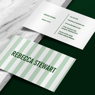 Carte De Visite Bandes Vertes Simple Moderne Professionnelle Rayée