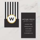 Carte De Visite Bandes verticales Monogrammes Élégantes (Devant / Derrière)