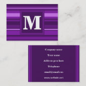 Carte De Visite Bandes violettes monogrammes (Devant / Derrière)