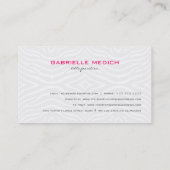 Carte De Visite Bandes Zébrées Noir & Blanc Avec Bow Rose (Dos)