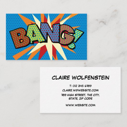 Carte De Visite BANG Fun Retro Comic Book (Devant / Derrière)