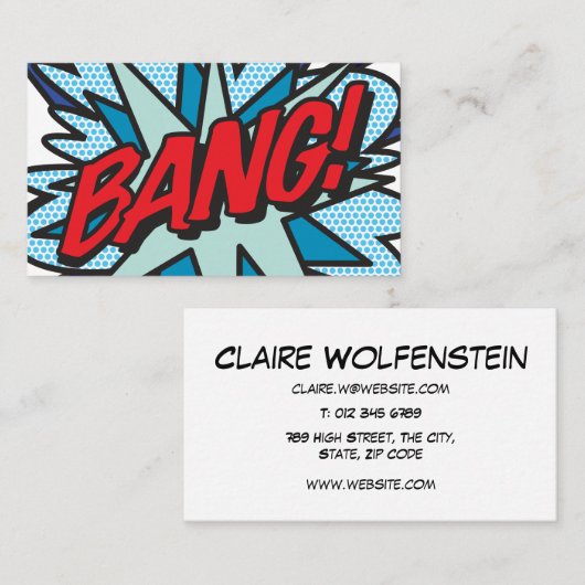 Carte De Visite BANG Fun Retro Comic Book (Devant / Derrière)