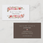 Carte De Visite Bannière florale d'aquarelle rustique (Devant / Derrière)
