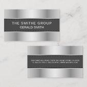 Carte De Visite Bannière gris argent métallique (Devant / Derrière)