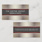 Carte De Visite Bannière gris argenté foncé métallique (Devant / Derrière)