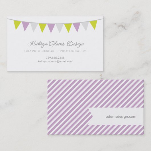 Carte De Visite Bannière Lilac et Green Bunting (Devant / Derrière)