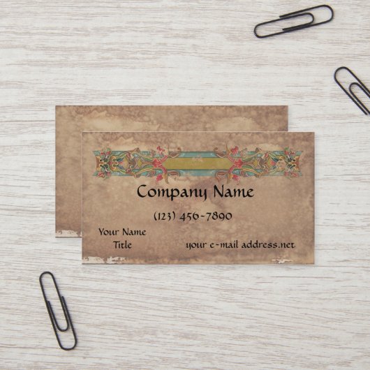 Carte De Visite Bannière médiévale de manuscrit (Devant/Arrière en situation)