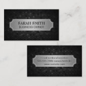 Carte De Visite Bannière métallique argentée | Futuriste géométriq (Devant / Derrière)