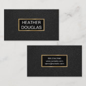 Carte De Visite Bannière métallisée or classique | Cuir noir (Devant / Derrière)