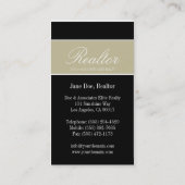 Carte De Visite Bannière Tan Script Realtor (Dos)