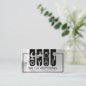 Carte De Visite Bannières d'outils de construction en argent (Debout devant)