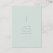 Carte De Visite Baptême Bleu Opale Délicat Dentelle Florale (Dos)