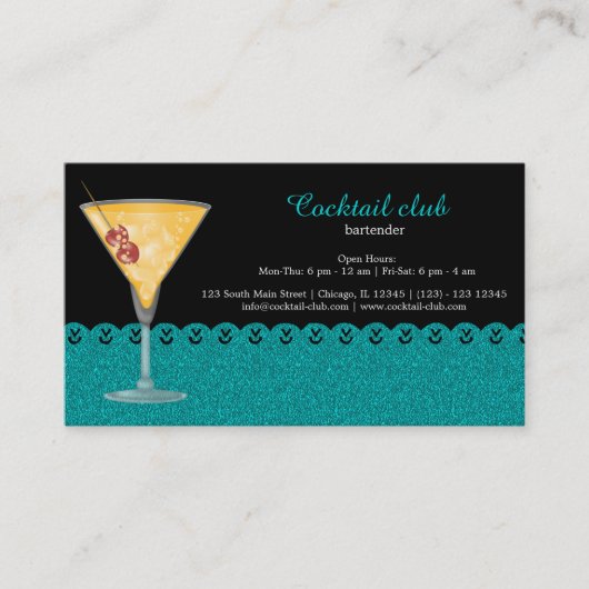 Carte De Visite Bar à cocktails (Devant)