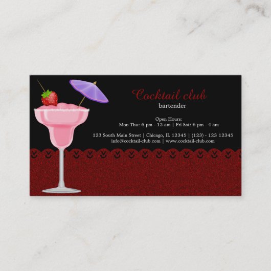Carte De Visite Bar à cocktails (Devant)