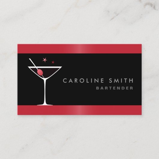 Carte De Visite Bar à cocktails moderne et élégant à la martini (Devant)