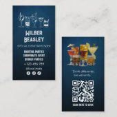 Carte De Visite Bar à cocktails Professional | bleu foncé (Devant / Derrière)