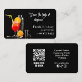 Carte De Visite Bar à cocktails Professional | Bus noir moderne (Devant / Derrière)