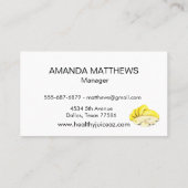 Carte De Visite Bar à jus Smoothie Aquarelle Petit déjeuner Boutiq (Dos)