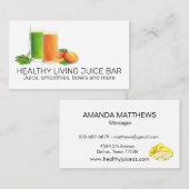 Carte De Visite Bar à jus Smoothie Aquarelle Petit déjeuner Boutiq (Devant / Derrière)