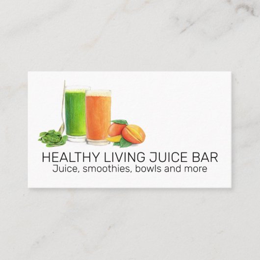 Carte De Visite Bar à jus Smoothie Aquarelle Petit déjeuner Boutiq (Devant)