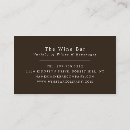 Carte De Visite Bar à vins, Bar à vins/Vignoble (Dos)