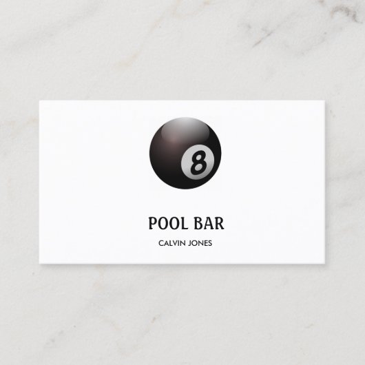 Carte De Visite Bar de piscine à huit boules blanc (Devant)