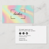 Carte De Visite Bar Lash Salon de Beauté Pastel Holographique (Devant / Derrière)