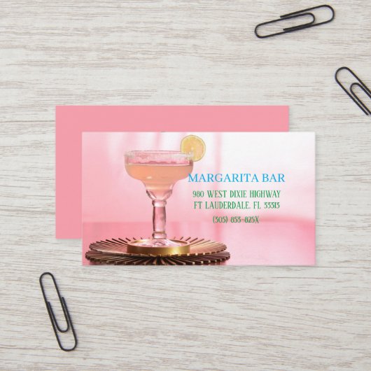 Carte De Visite Bar & Lounge Pink Margarita (Devant/Arrière en situation)