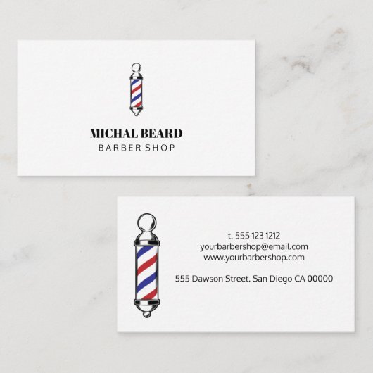 Carte De Visite Barbe à cheveux bleu minimal (Devant / Derrière)