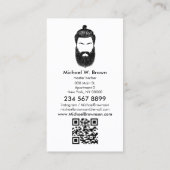 Carte De Visite Barbe de hipster barbier moustache qr code (Dos)