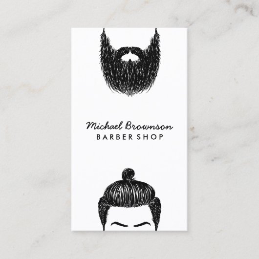 Carte De Visite Barbe de hipster barbier moustache qr code (Devant)