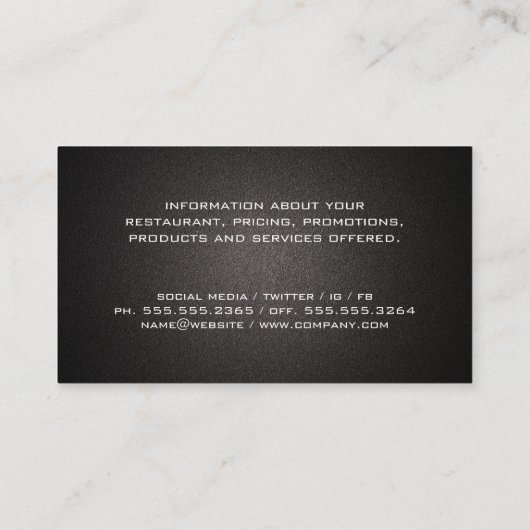 Carte De Visite Barbecue | Casquette chef et outils (Dos)