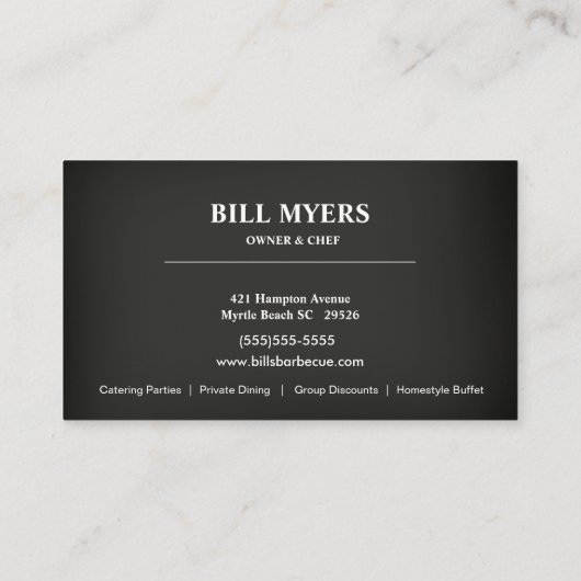 Carte de visite barbecue en tableau noir (Dos)