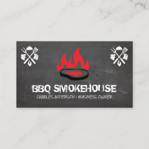 Carte De Visite Barbecue Steak on Grill Logo   Restaurant