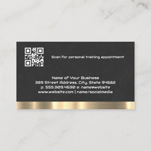 Carte De Visite Barbell et Weights | Découpe en métal or (Dos)