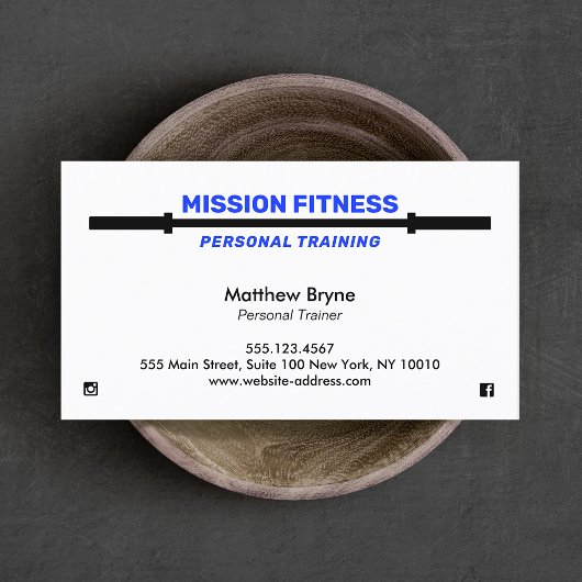 Carte De Visite Barbell Fitness Personal Trainer Blue