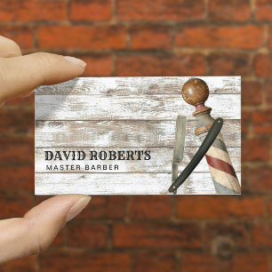 Carte De Visite Barber Barbershop Razor Rustique Hair Styliste