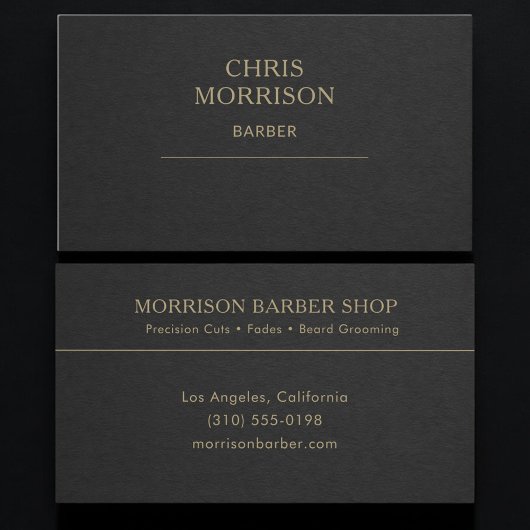 Carte De Visite Barber Black Gold Professionnel