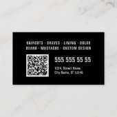 Carte De Visite Barber Black Grey Gras Typographie QR Code (Dos)
