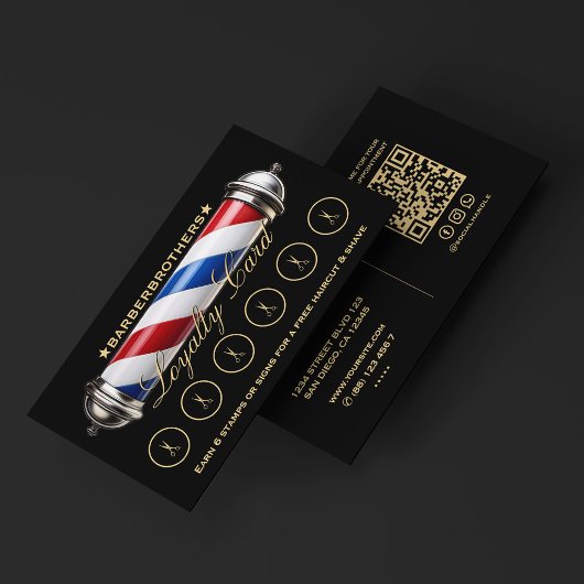 Carte De Visite Barber Classic Pole Salon de coiffure Programme de