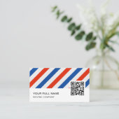 Carte De Visite Barber Code QR Logo Médias sociaux (Debout devant)
