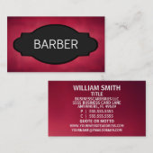Carte De Visite Barber Élégant Plaque de nom (Devant / Derrière)