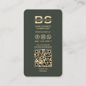 Carte De Visite Barber Gold Ciseaux coiffeur Green Modern (Dos)