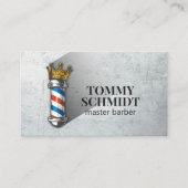 Carte De Visite Barber Hair Shop Royal Crown Barber Pole Code QR (Devant)