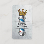 Carte De Visite Barber Hair Shop Royal Crown Barber Pole Code QR (Devant)