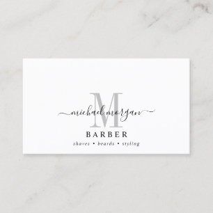 Carte De Visite Barber Hair Stylliste Moderne Script Monogramme