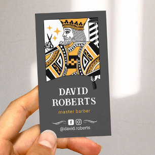 Carte De Visite Barber King Playcard Black & Gold Hair Stylist